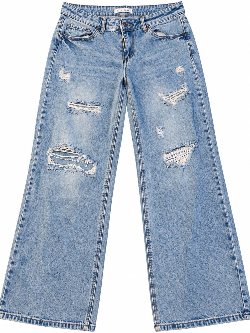 Love Soho Size 9 Low Rise Distressed Wide Leg Jeans Light Wash Y2K